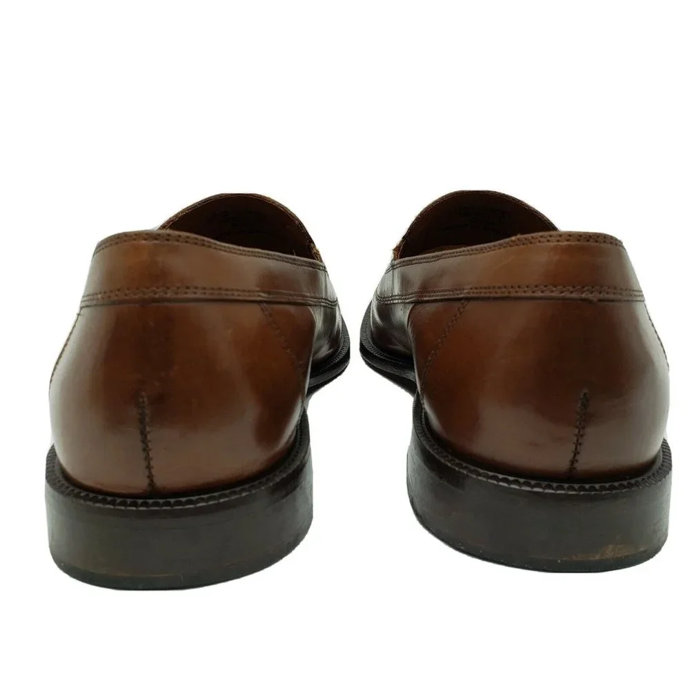 Stafford‎ Dress Shoes Mens 9.5M Brown Leather Croc Accent Slip On Loafer Casual